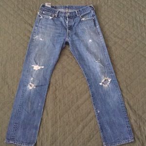 Levi’s 501 naturally distressed straight cut jeans